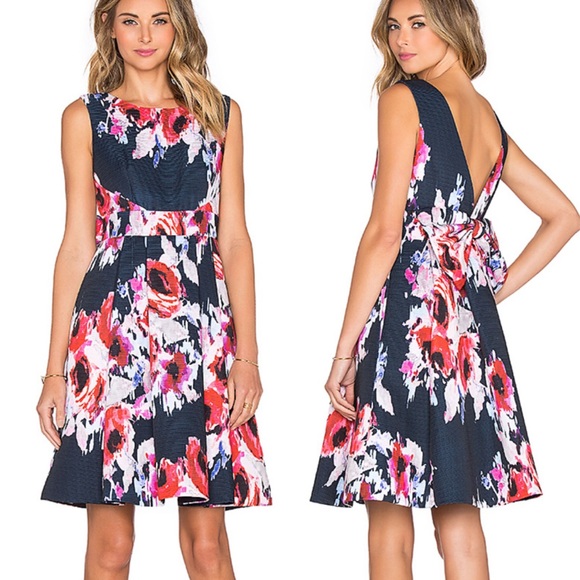 Kate Spade Hazy Floral Fit & Flare Dress Navy 8